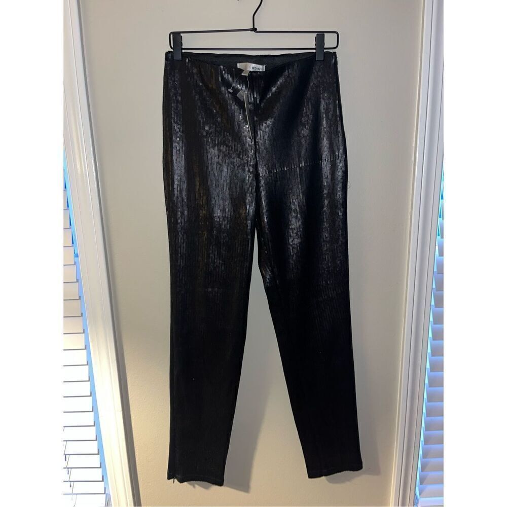 NWT WD.NY Black Sequin Skinny Pant M Side Zip